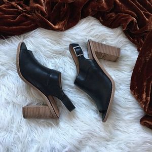 MADEWELL Black Leather Peep Toe Sandal Heels ⭐️